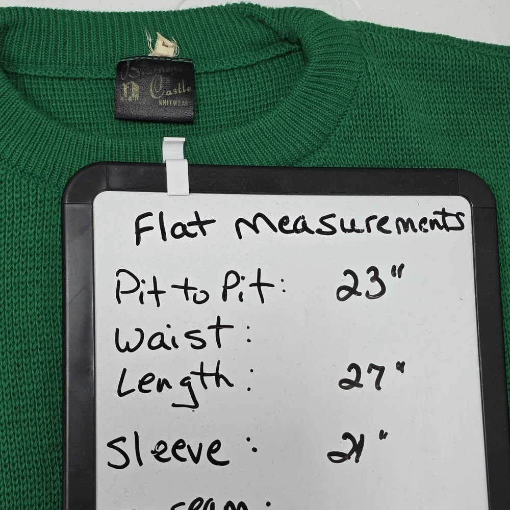 Vtg Blarney Castle Ireland Shamrock‎ Knit Sweater Mens L Green St Patricks Day